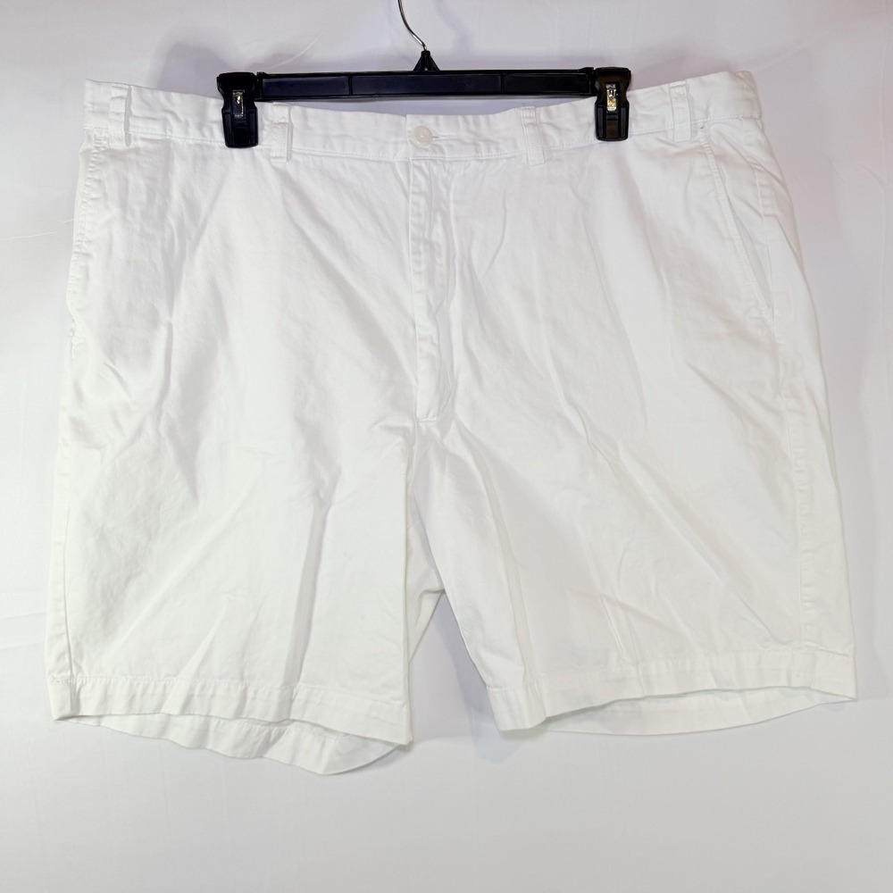 Casuals‎ Roundtree & Yorke Men's White Chino Shorts Size 46 Flat Front